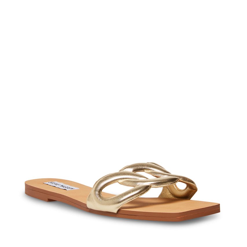 Gold Steve Madden Marcie Women's Slides | PH 1905JYA